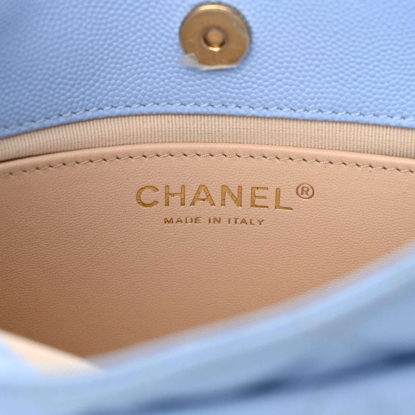 Caviar Quilted Small Wavy CC Hobo Light Blue