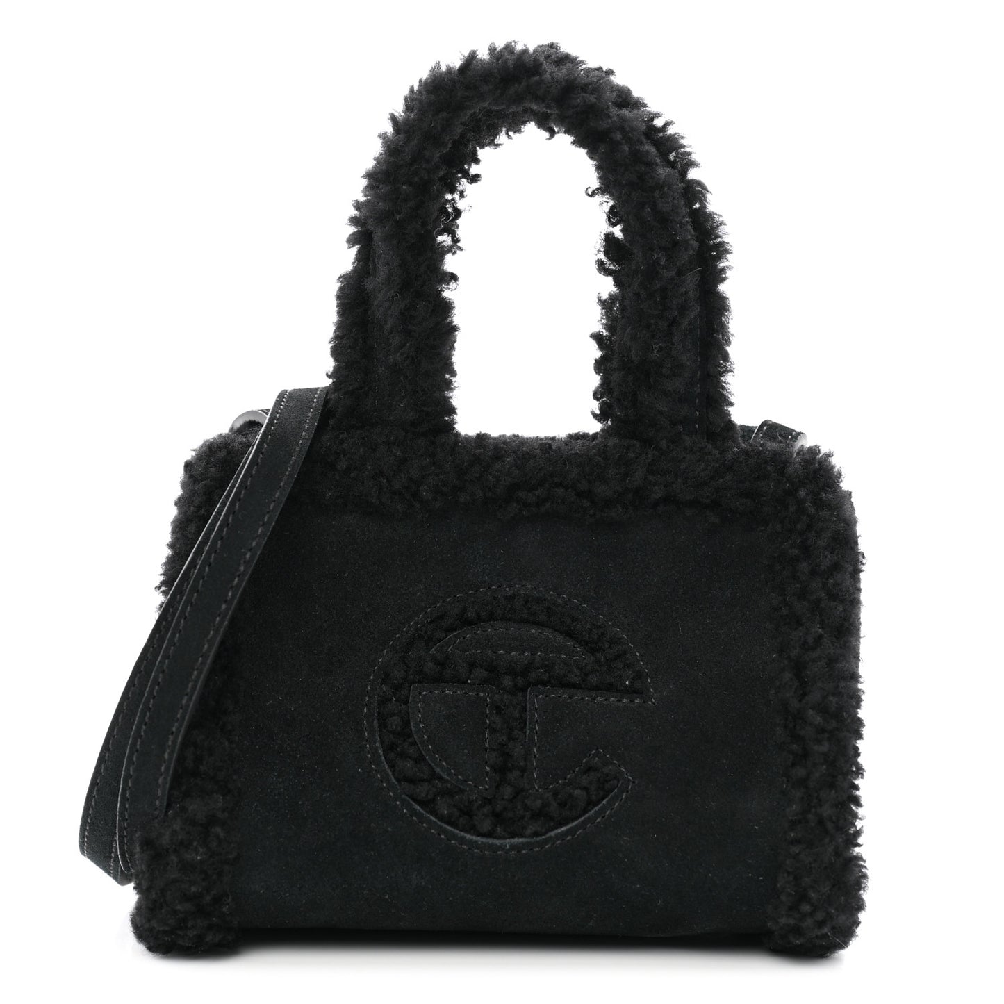 X UGG Suede Shearling Small Shopping Bag Black
