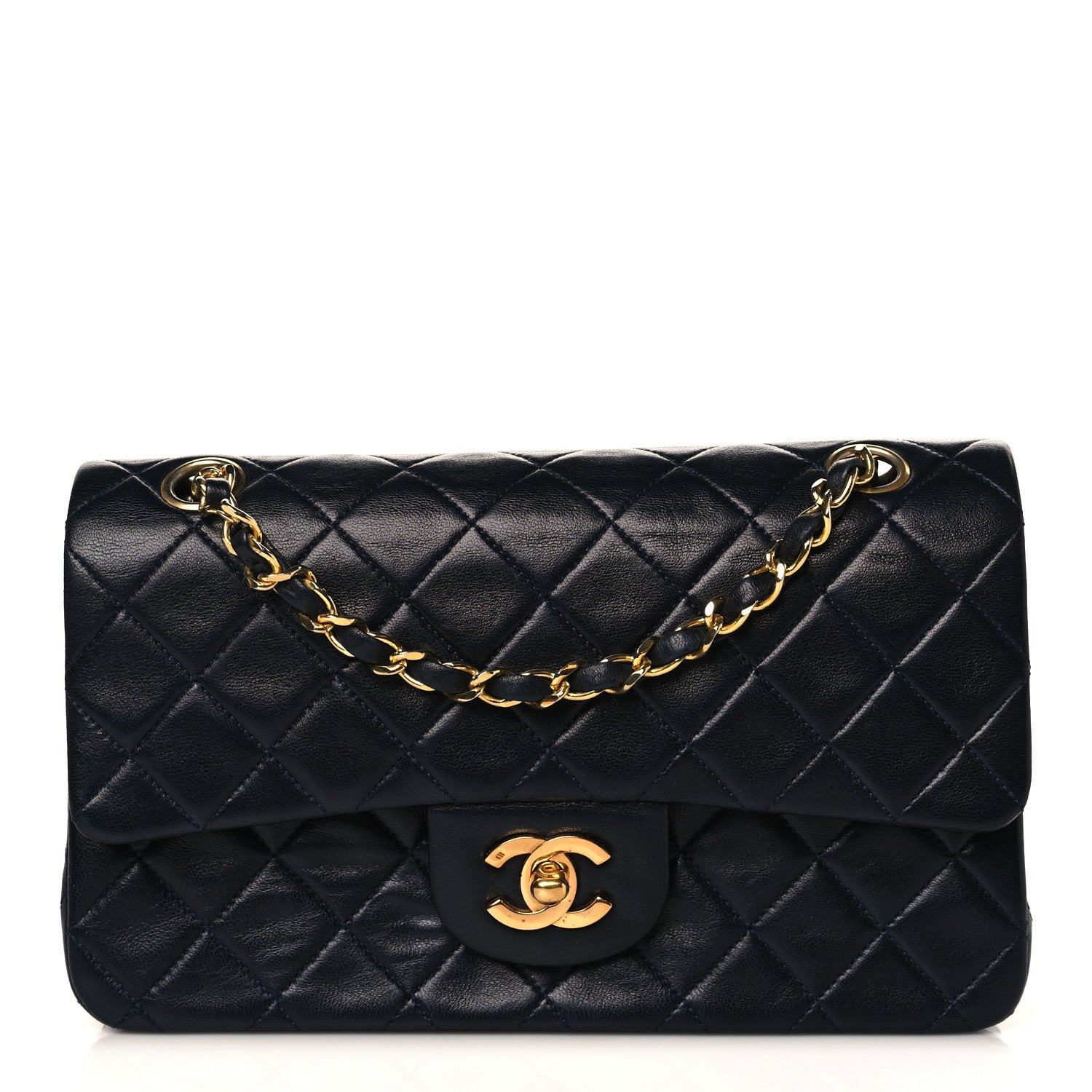 Chanel Lambskin Quilted Small Double Flap Navy 1 of 11