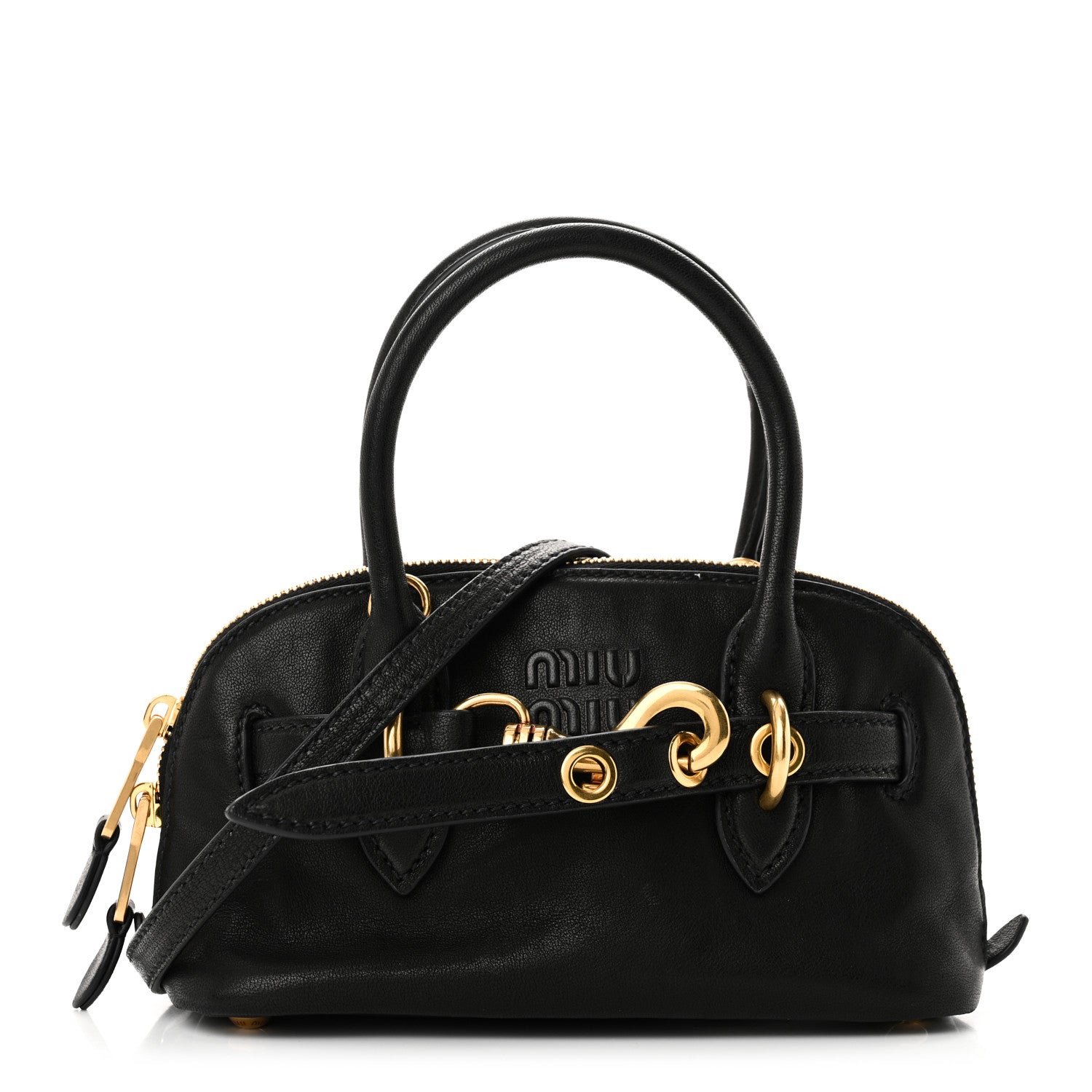 Miu Miu Nappa Mini Aventure Bag Black 1723748 – FASHIONPHILE