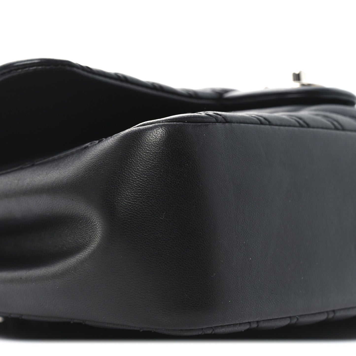 Lambskin Chevron Quilted Double Stitch Jumbo Double Flap Black