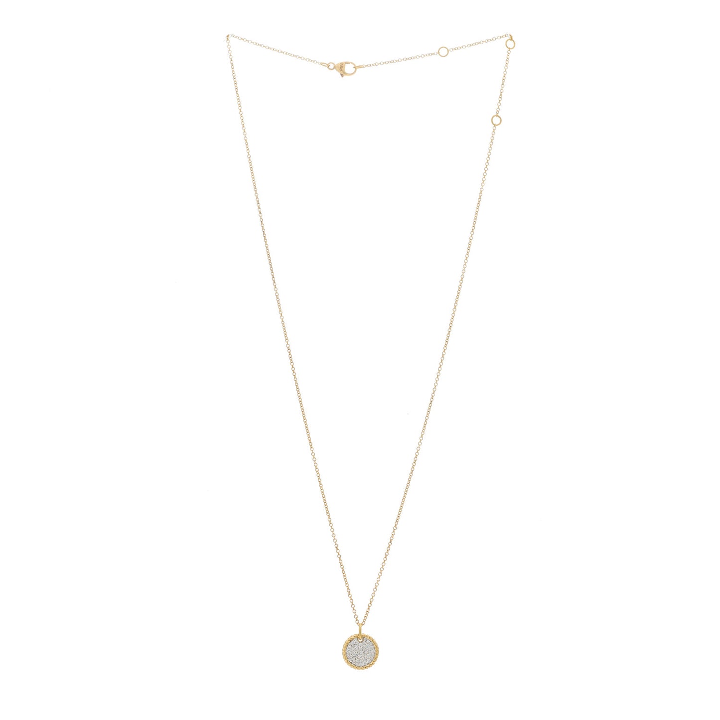 18K Yellow Gold Diamond Cable Collectibles Pave Charm Pendant Necklace