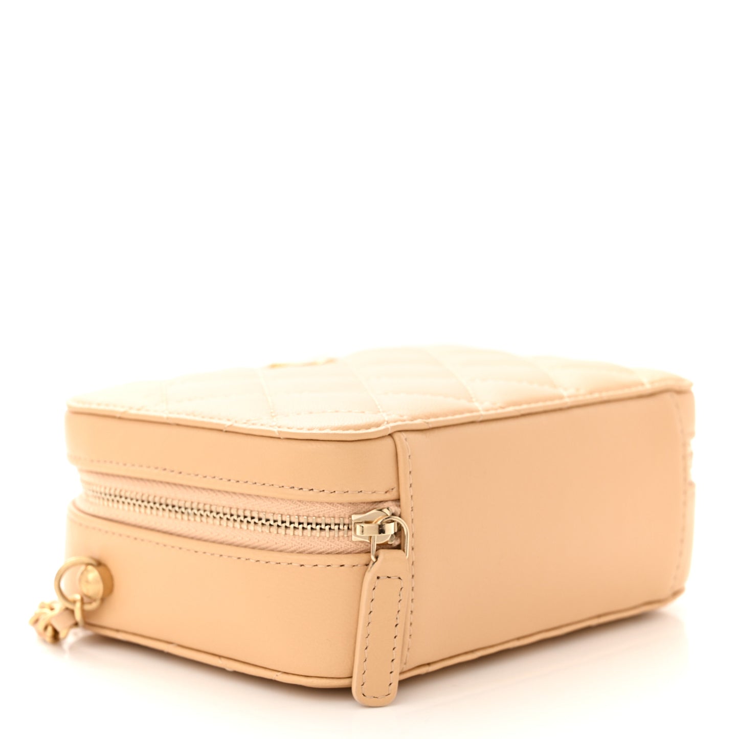 Lambskin Quilted CC Pearl Crush Camera Case Beige