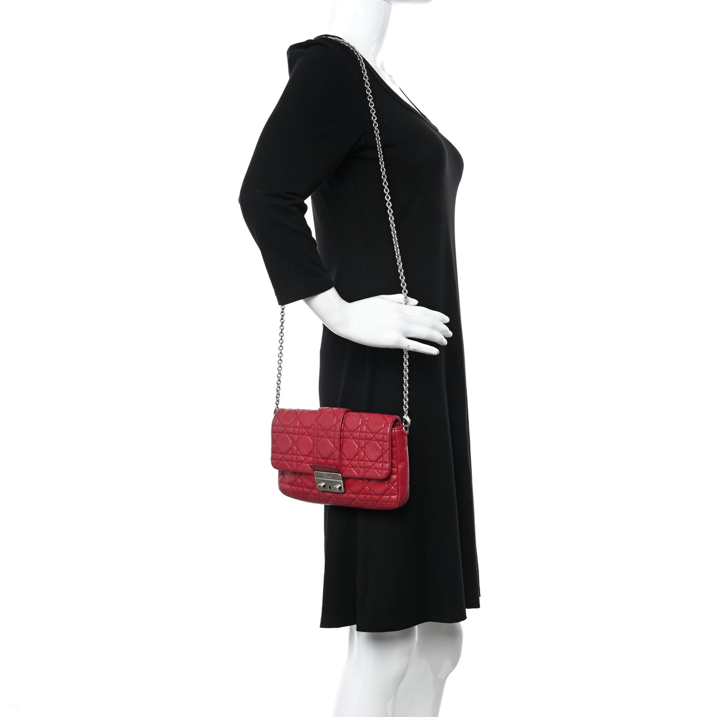 Lambskin Cannage Miss Dior Promenade Pouch Fuchsia