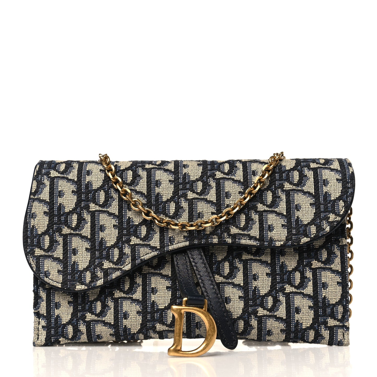 Oblique Saddle Chain Long Wallet Blue