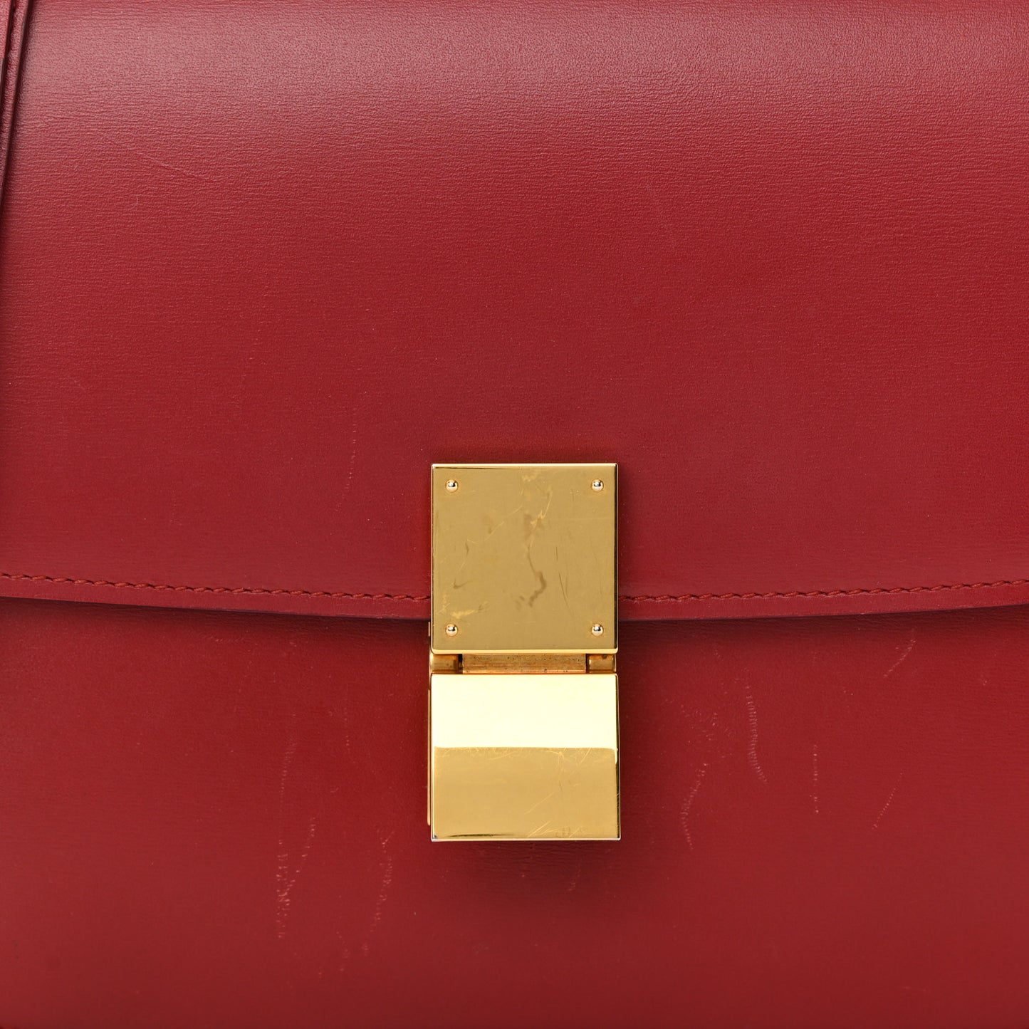 Box Calfskin Medium Classic Box Flap Bag Dark Brick