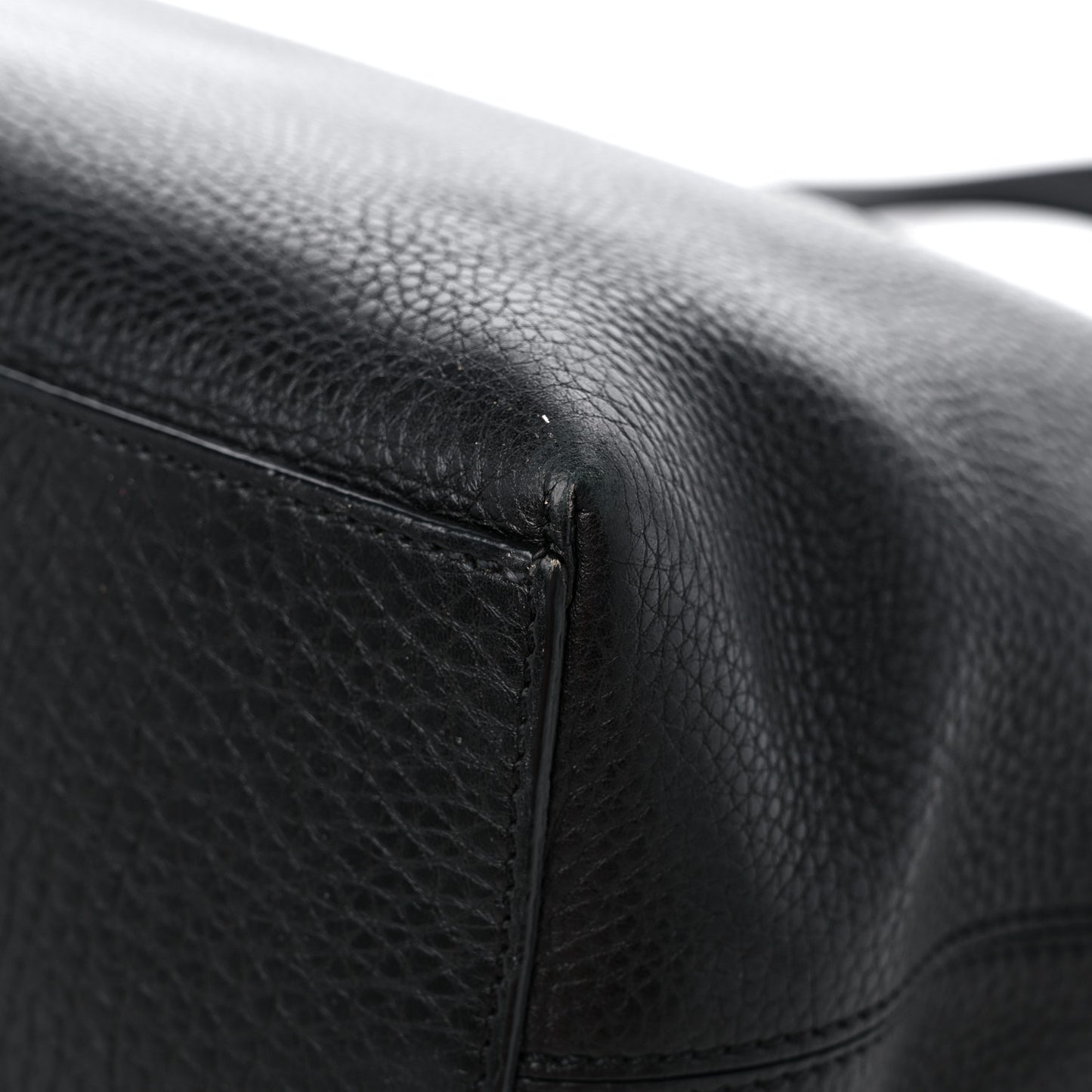 Grained Calfskin Rockstud Shoulder Tote Black