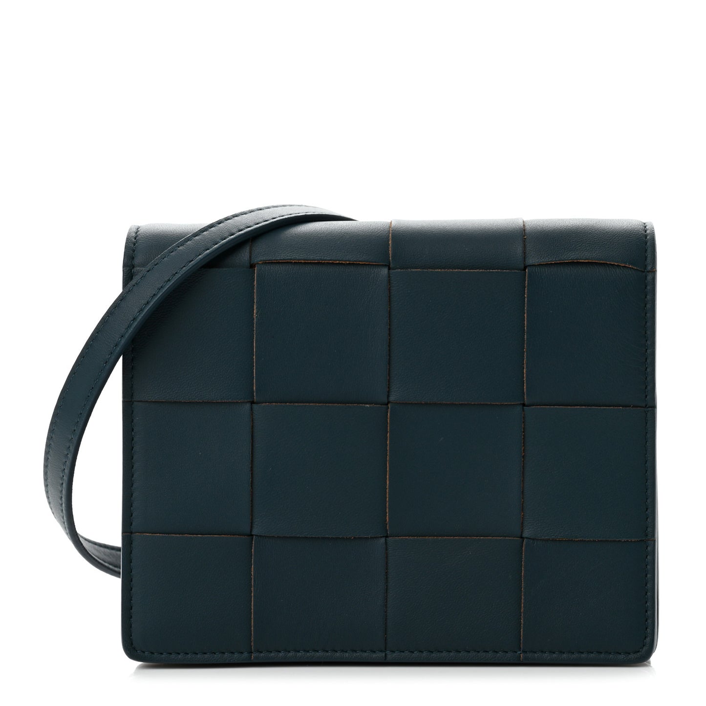 Lambskin Maxi Intrecciato Mini Cassette Crossbody Bag Petrol Blue