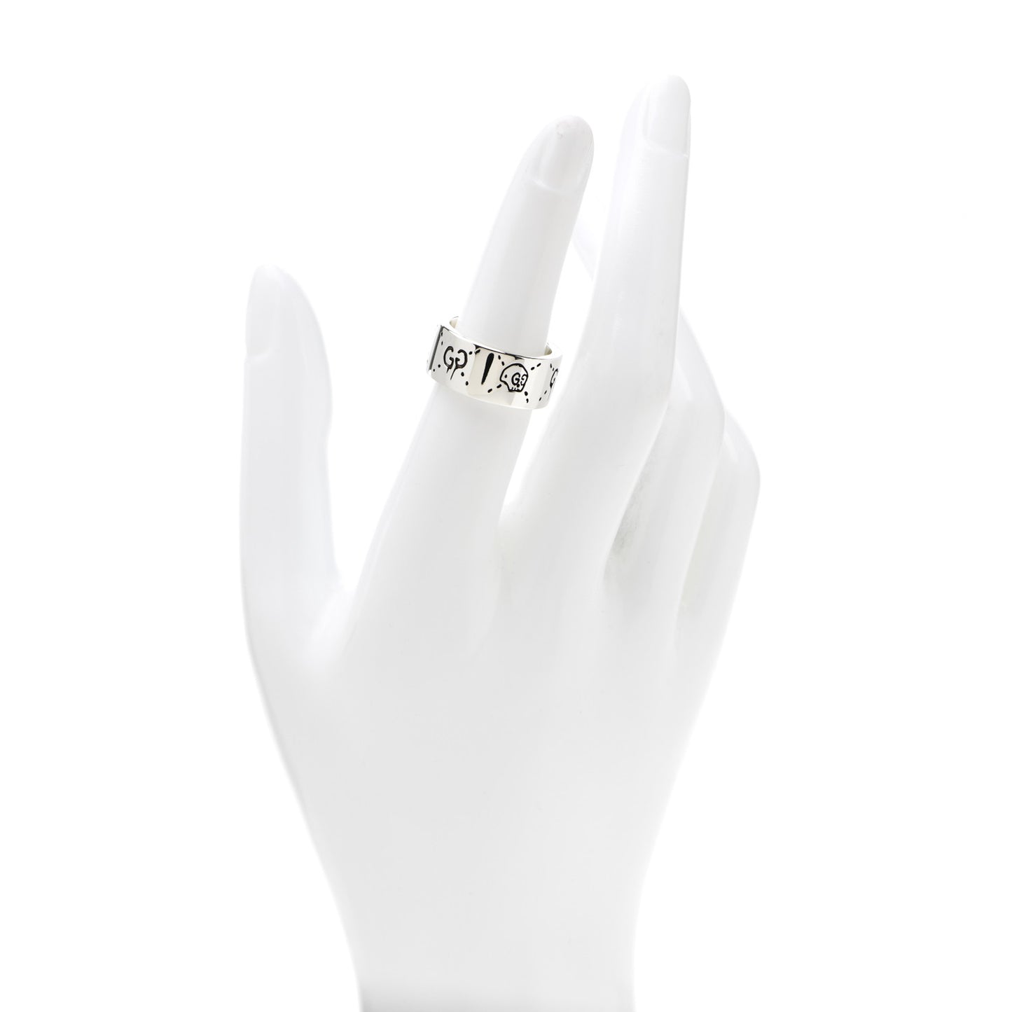 Sterling Silver GucciGhost Hamlet Skull Band Ring 53 6.25