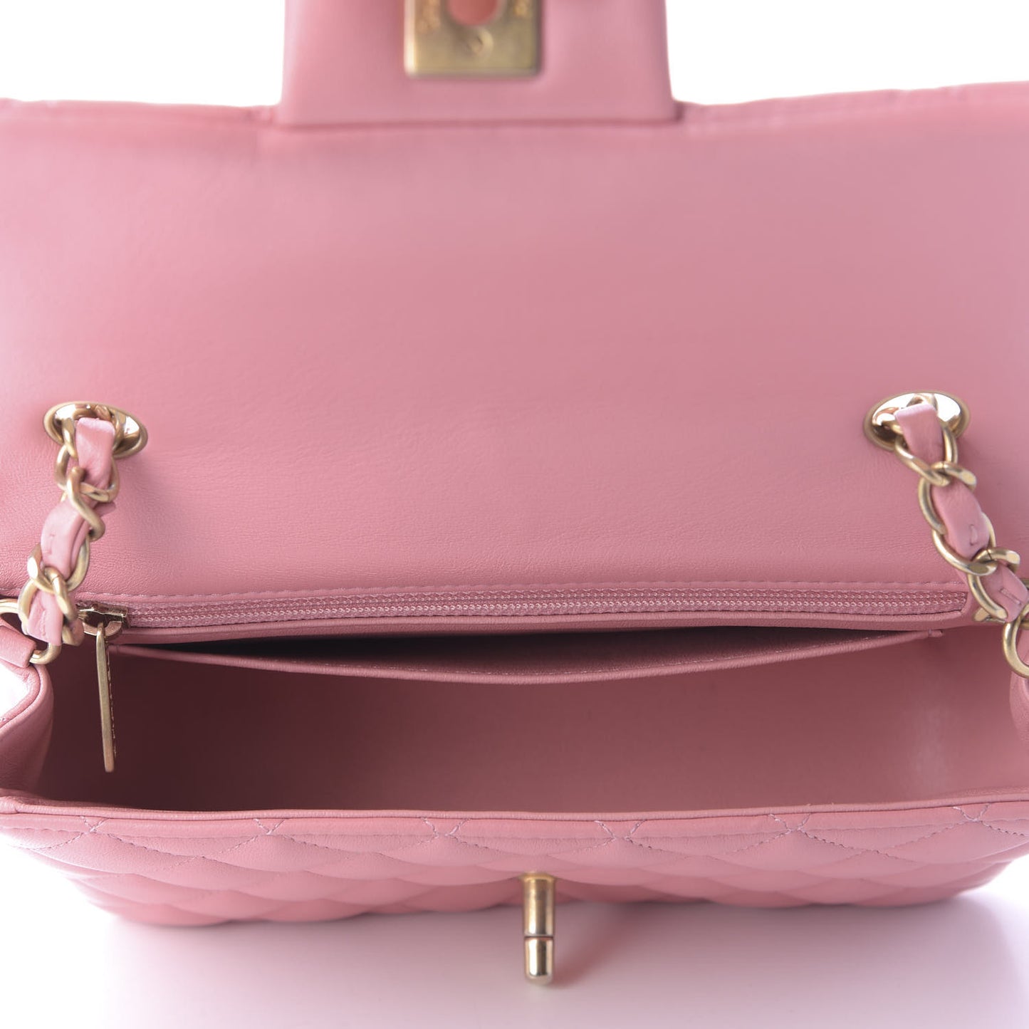 Lambskin Quilted Mini Rectangular Flap Pink