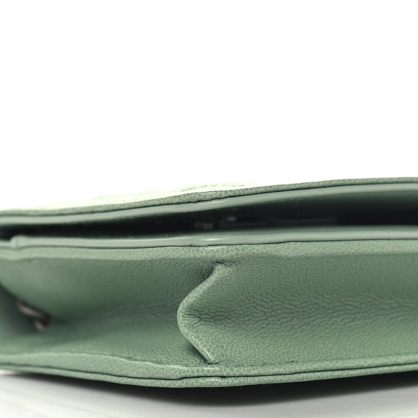 Caviar Quilted Boy Wallet On Chain WOC Light Green