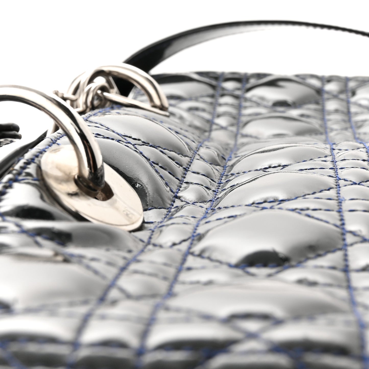 Patent Cannage Large Lady Dior Navy Blue