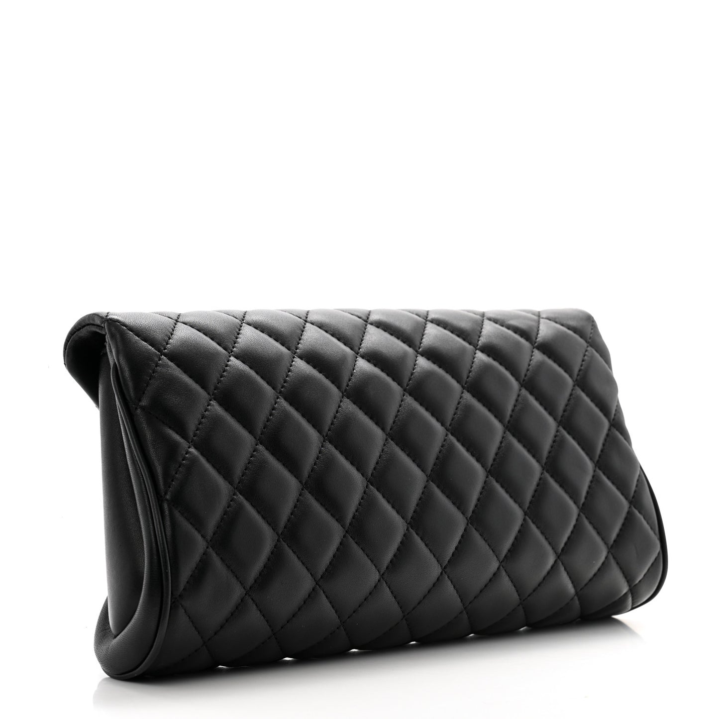 Lambskin Quilted Fold Up Again Clutch Black