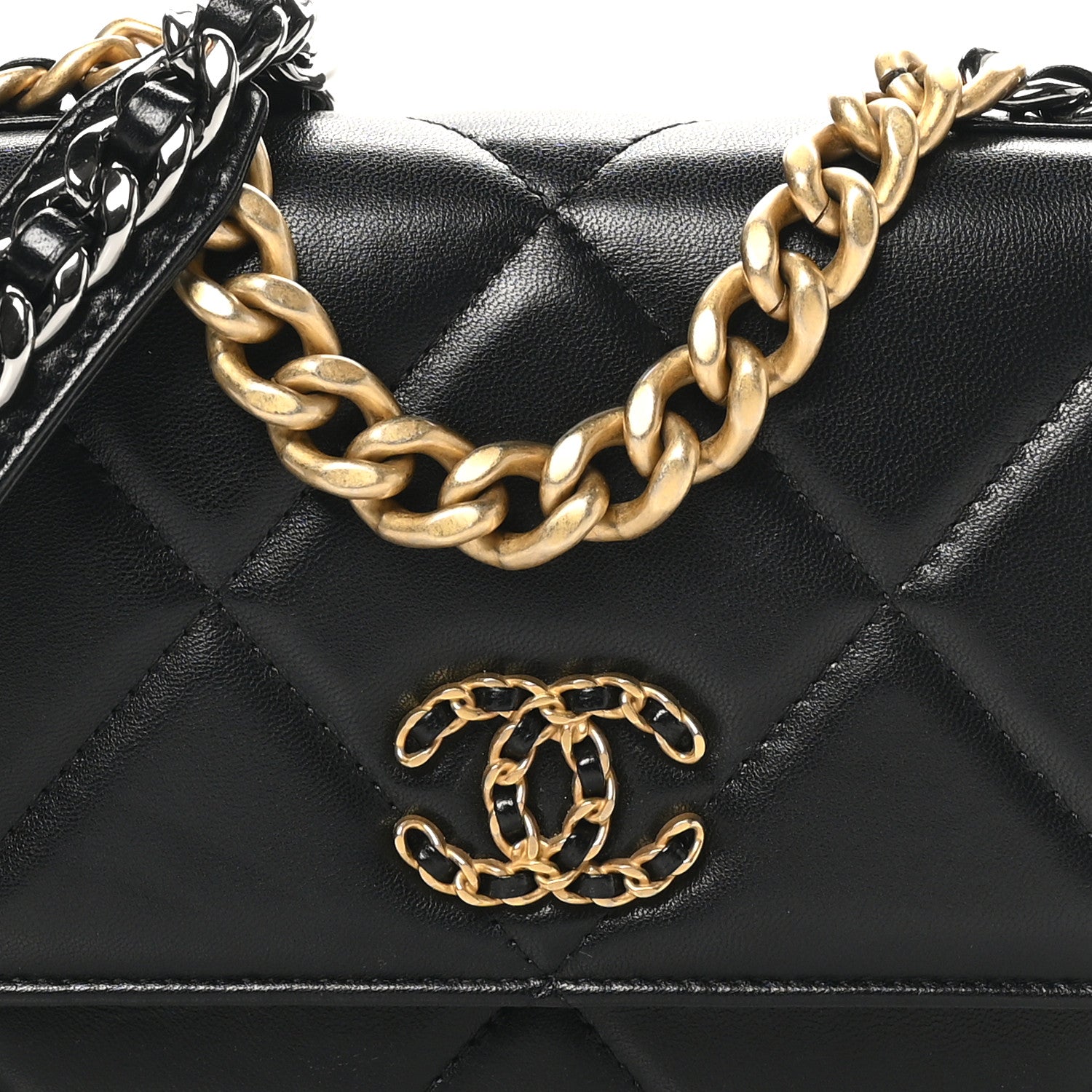 Chanel Lambskin Quilted Chanel 19 Wallet On Chain WOC Black 9 of 11
