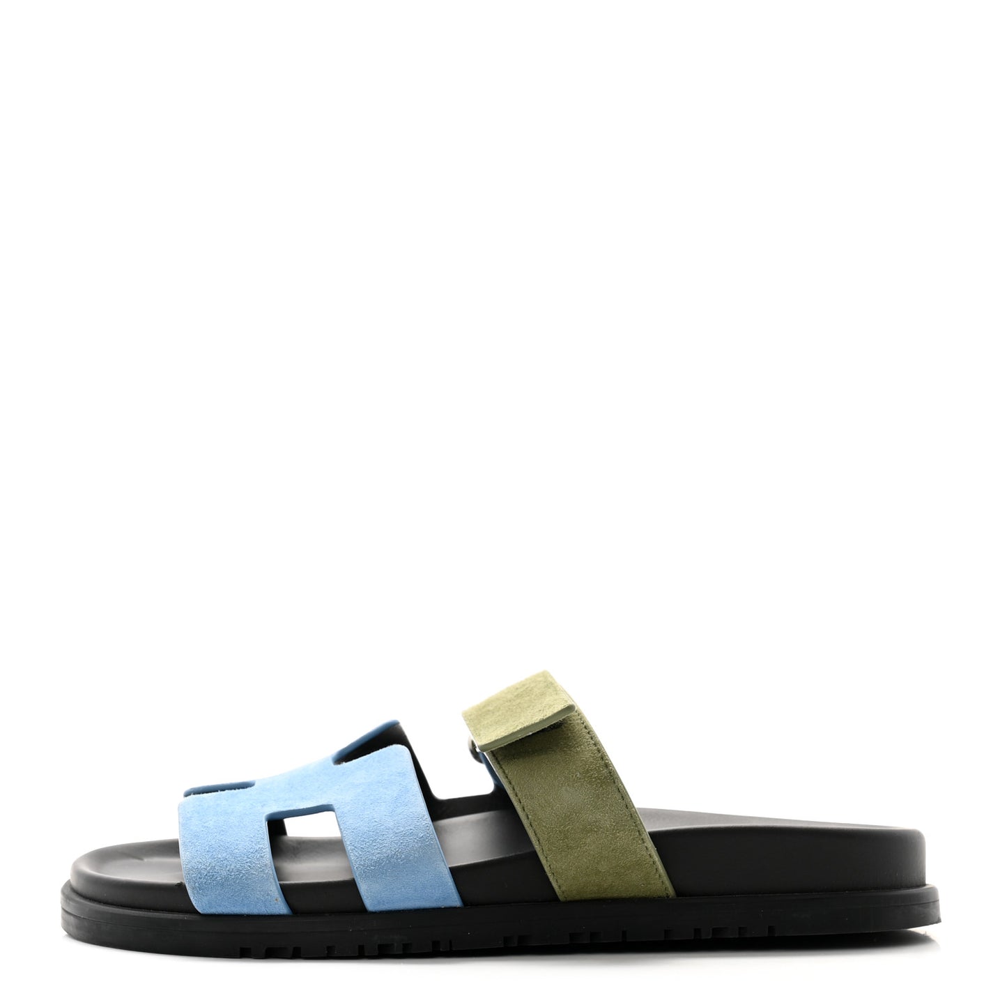 Suede Goatskin Womens Chypre Sandals 38 Bleu Cameo Vert