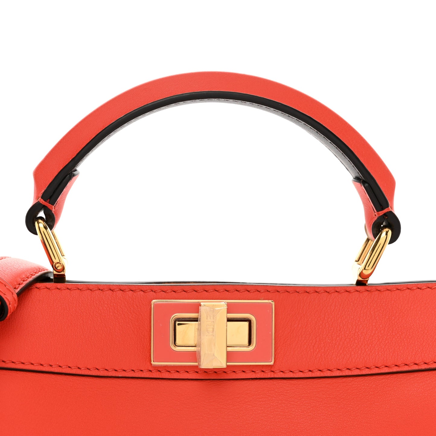 Vitello Seta Nappa Plexiglass Bi-Color Small Peekaboo I SEE U Satchel Miele Scuro Tulipano