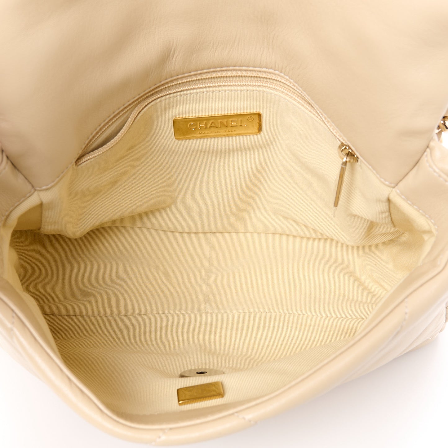 Lambskin Quilted Medium Chanel 19 Flap Light Beige