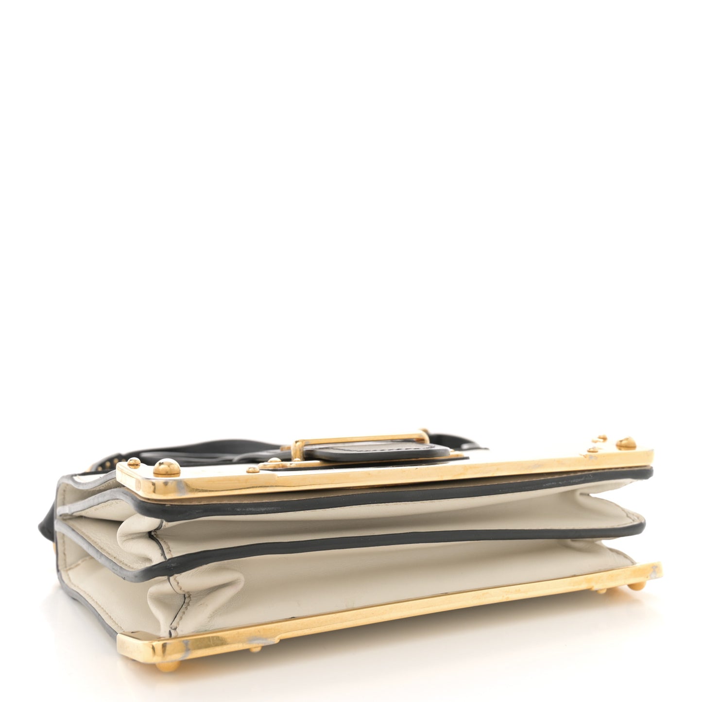 City Calfskin Saffiano Cahier Bag White Black