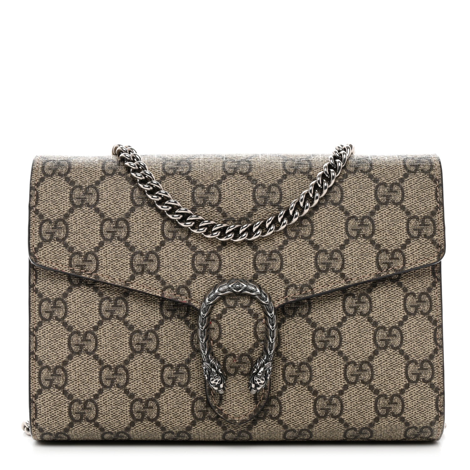 Gucci GG Supreme Monogram Mini Dionysus Chain Wallet Beige Vulcanic Red 1 of 13