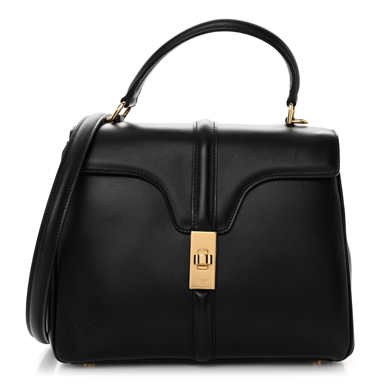 Celine Satinated Calfskin Small 16 Top Handle Bag Black 1 of 11