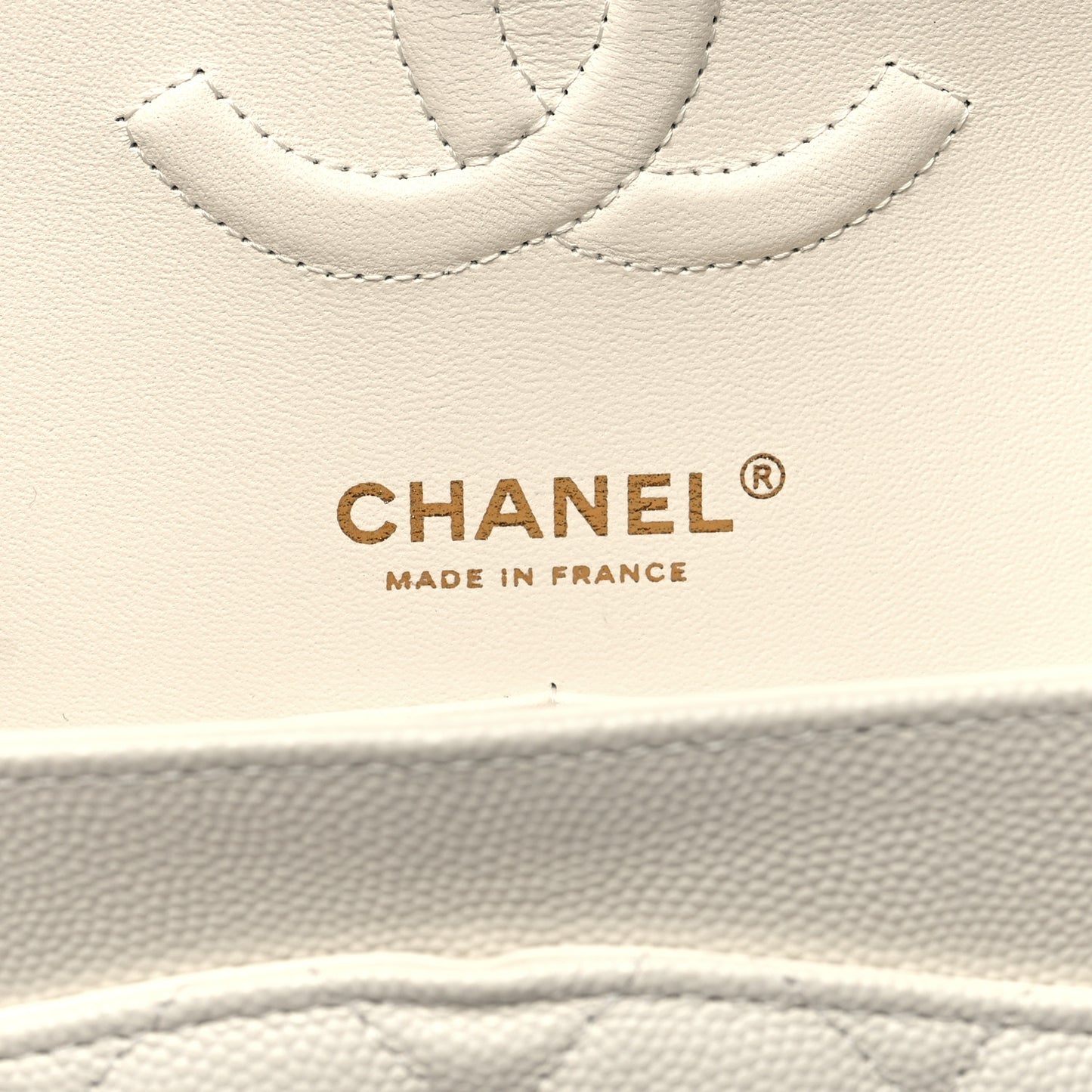 Caviar Quilted Medium Double Flap White