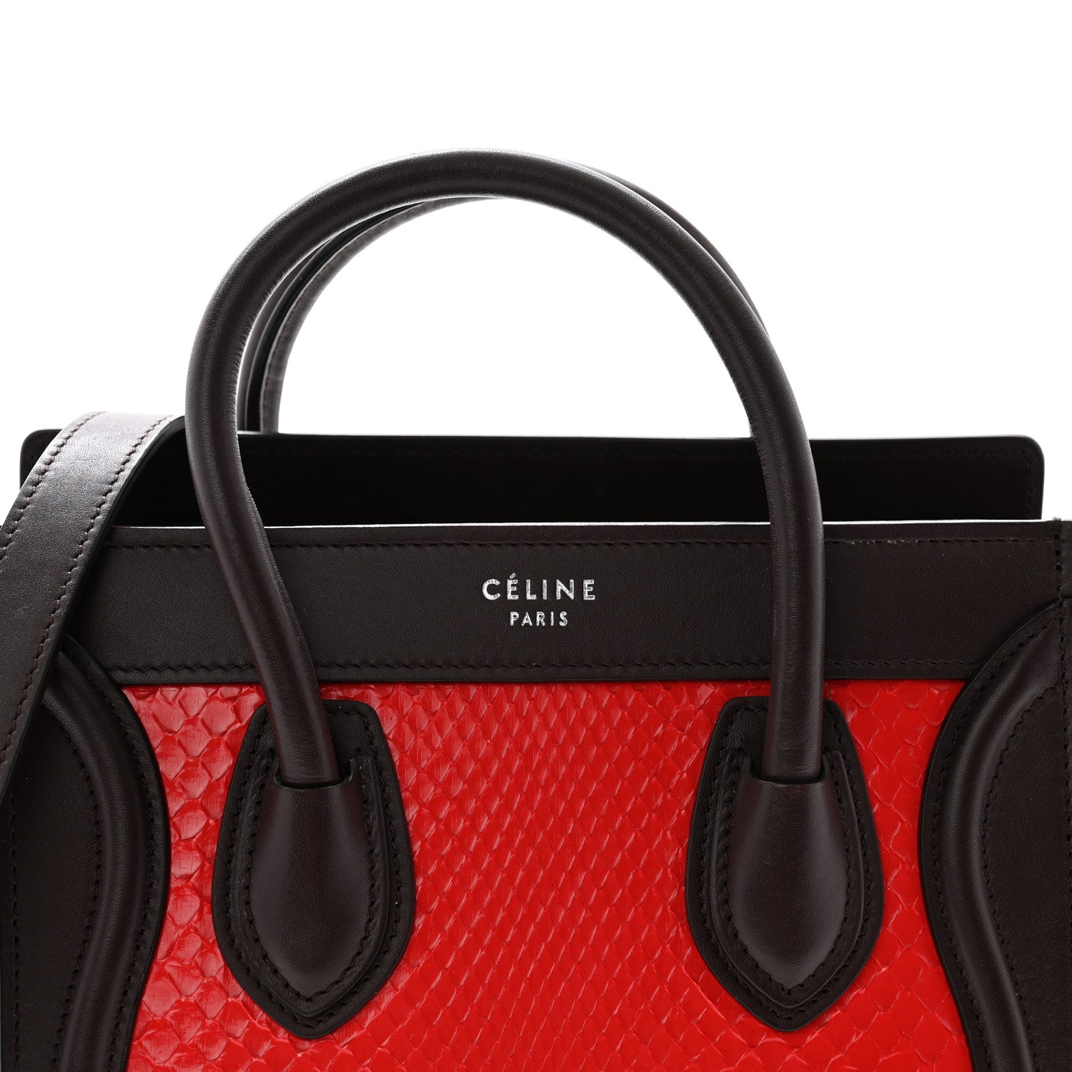 Celine Snakeskin Smooth Calfskin Nano Luggage Chili 7 of 11