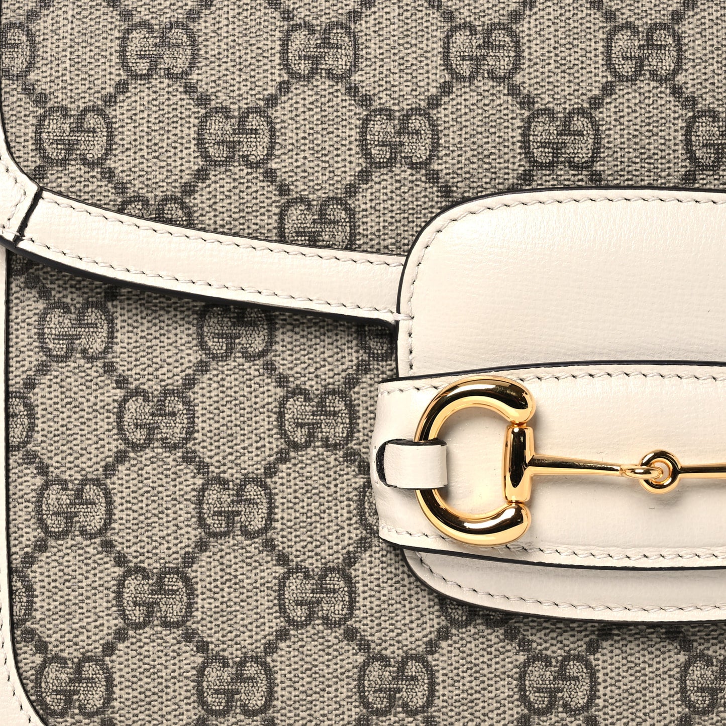 GG Supreme Monogram Horsebit 1955 Shoulder Bag Beige Mystic White