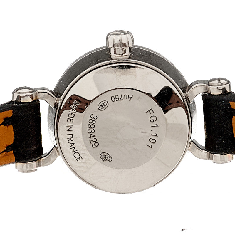 Hermes 18K White Gold Barenia Diamond 16mm Faubourg Quartz Watch Noir 4 of 5