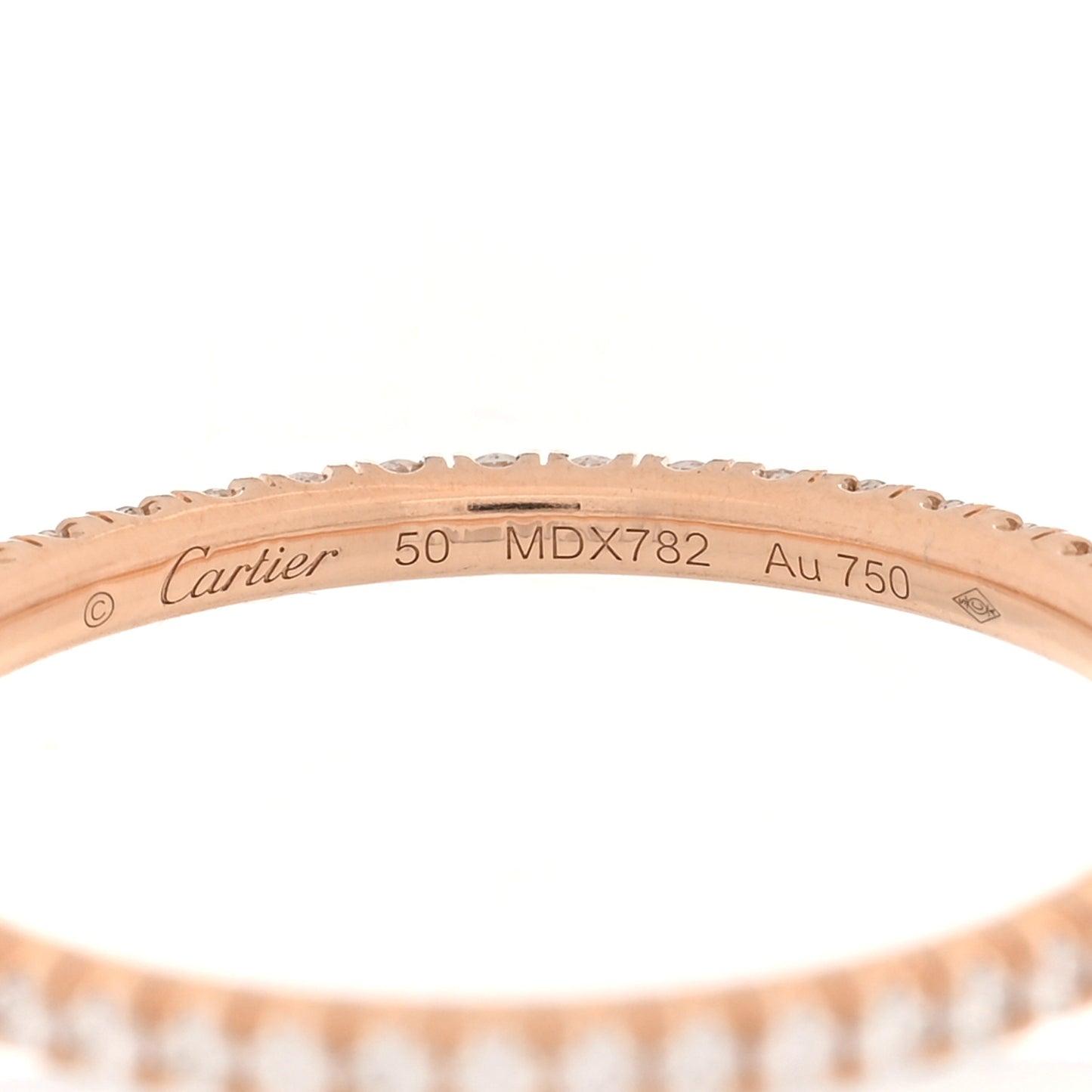 18K Pink Gold Diamond 1.5mm Etincelle de Cartier Wedding Band Ring 50 5.25