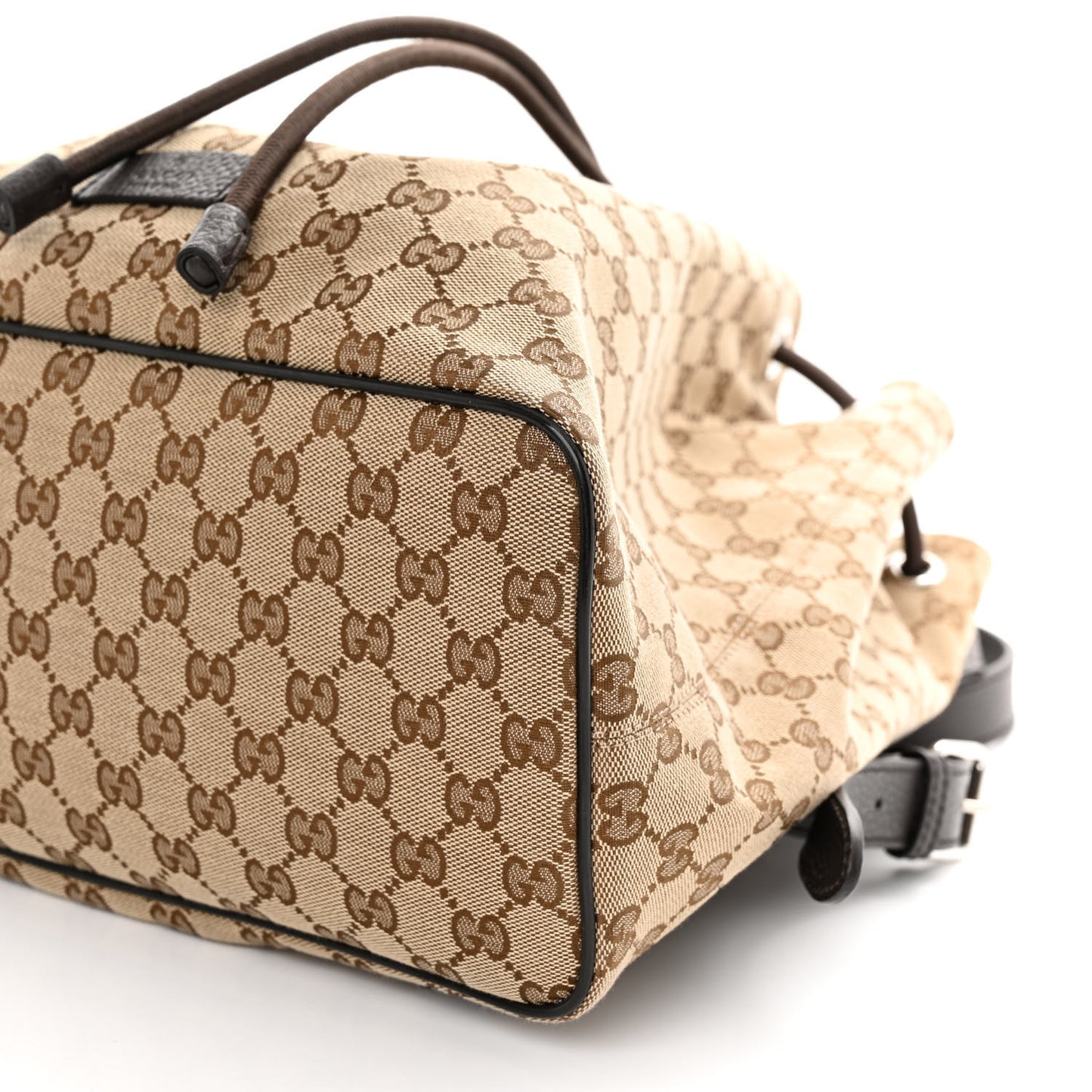 Monogram Dollar Calfskin O Drawstring Backpack Beige Ebony Testa di Moro Dark Chocolate