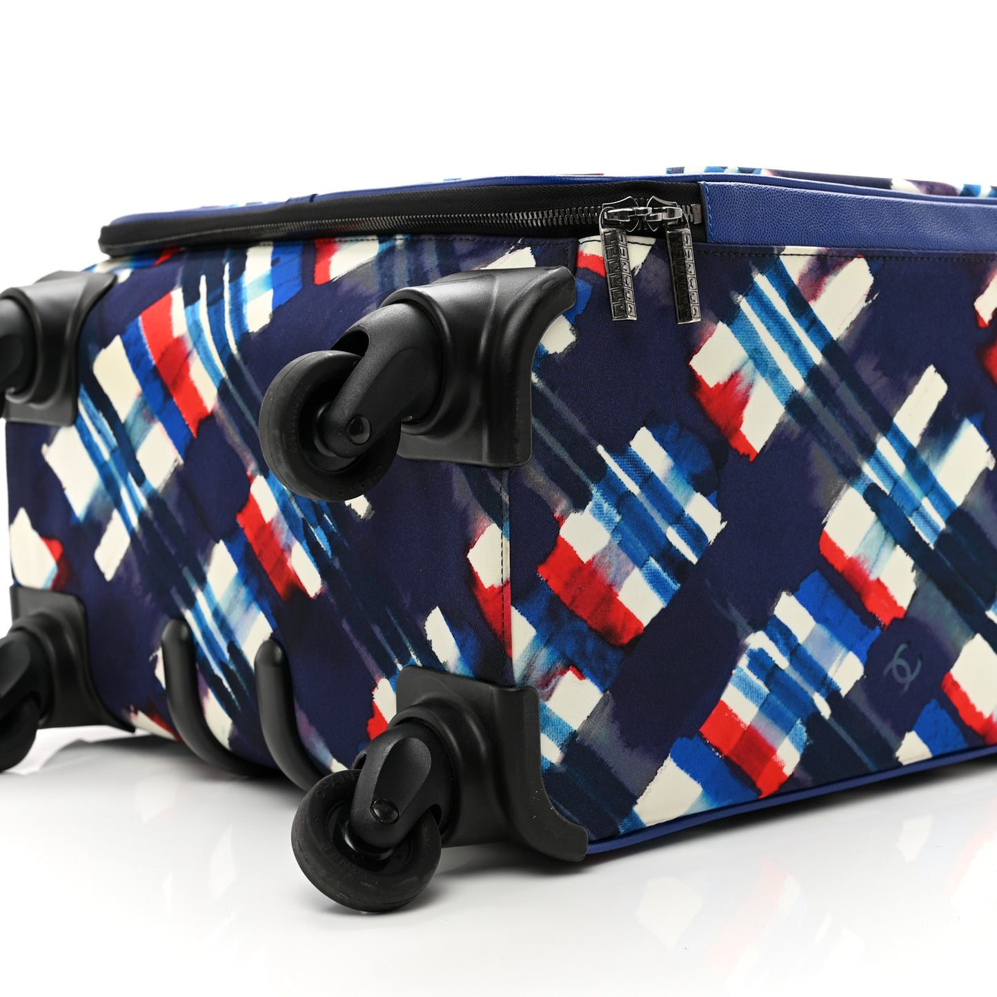 Nylon Airline Printed Coco Case Trolley White Navy Blue Red