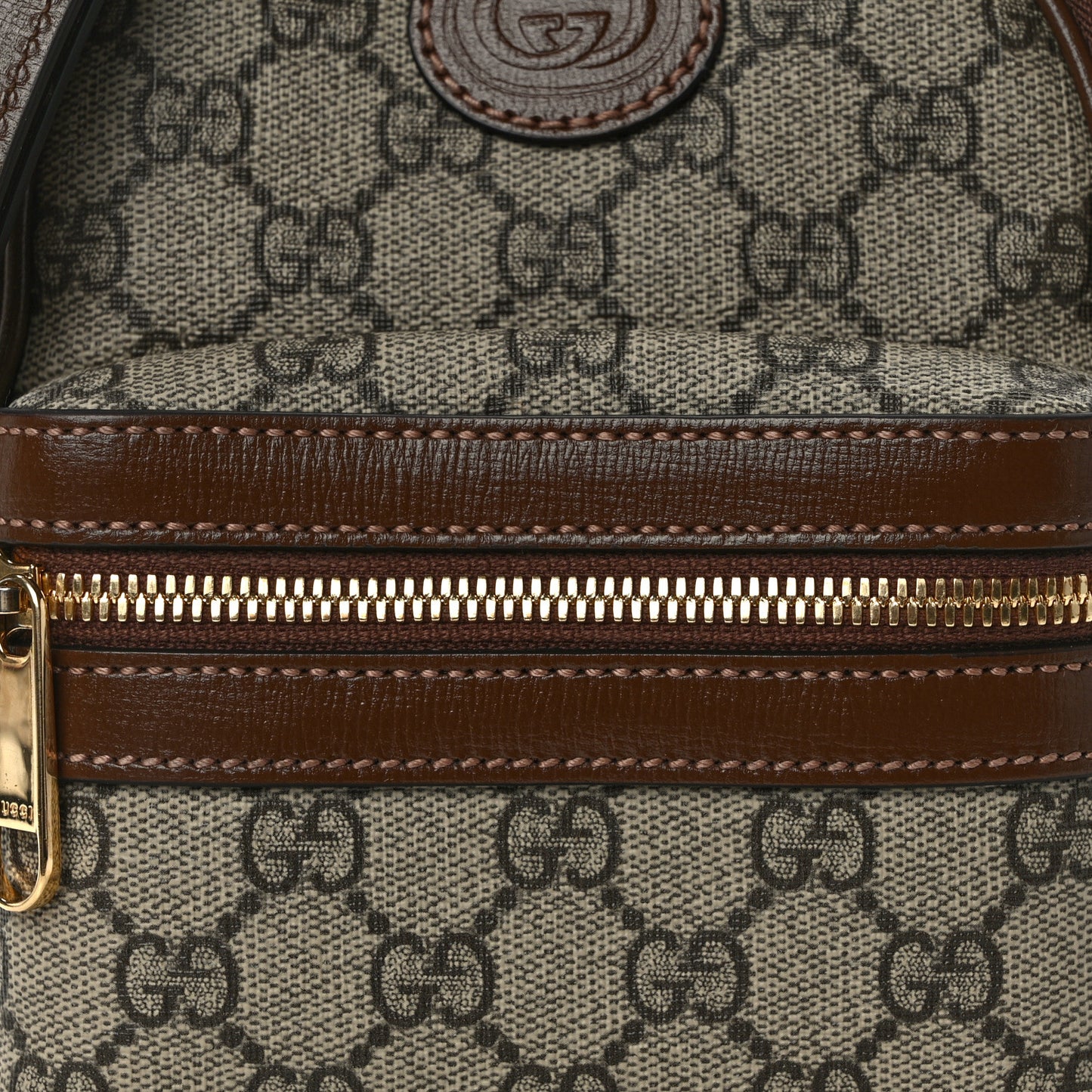 GG Supreme Monogram Azalea Calfskin Retro Interlocking G Multi-Function Bag Beige Ebony Brown Sugar
