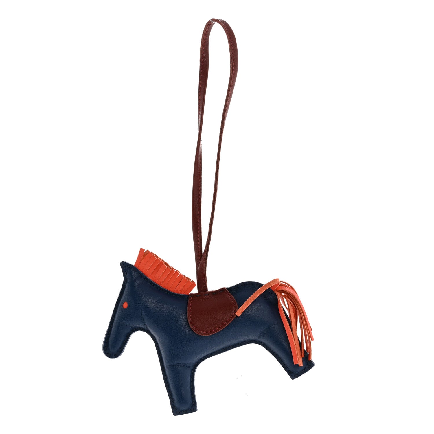Hermes Milo Lambskin Grigri Rodeo Horse Bag Charm MM Bleu De Malte