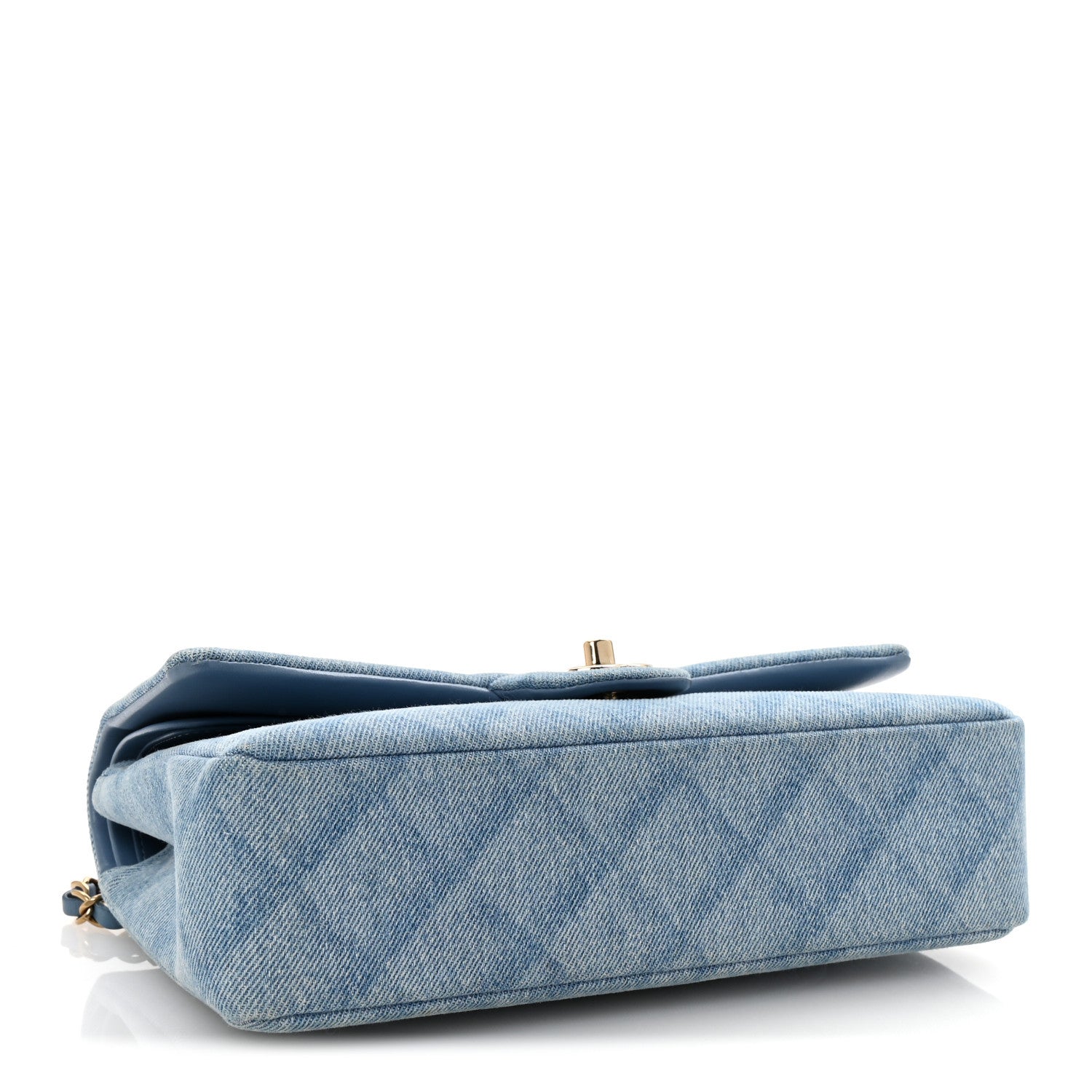 Chanel Printed Denim Quilted Medium Double Flap Light Blue 4 of 10