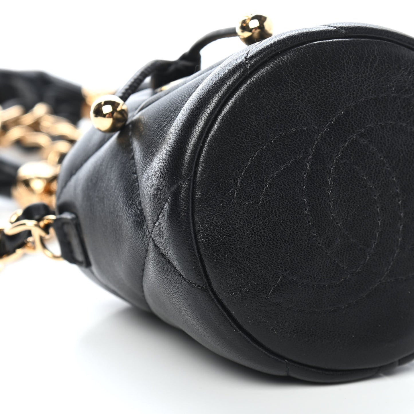 Calfskin Pillow Crush Clutch With Chain Black