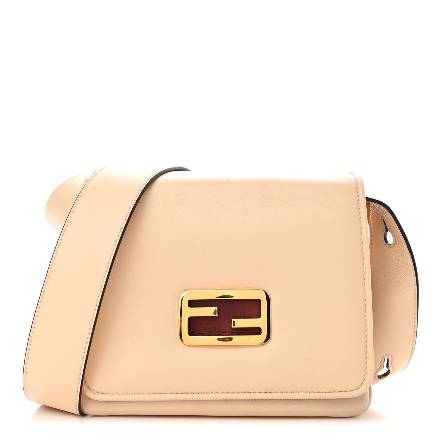 Shiny Nappa Small ID Shoulder Bag Papiro Rosso Scuro Miele Scuro