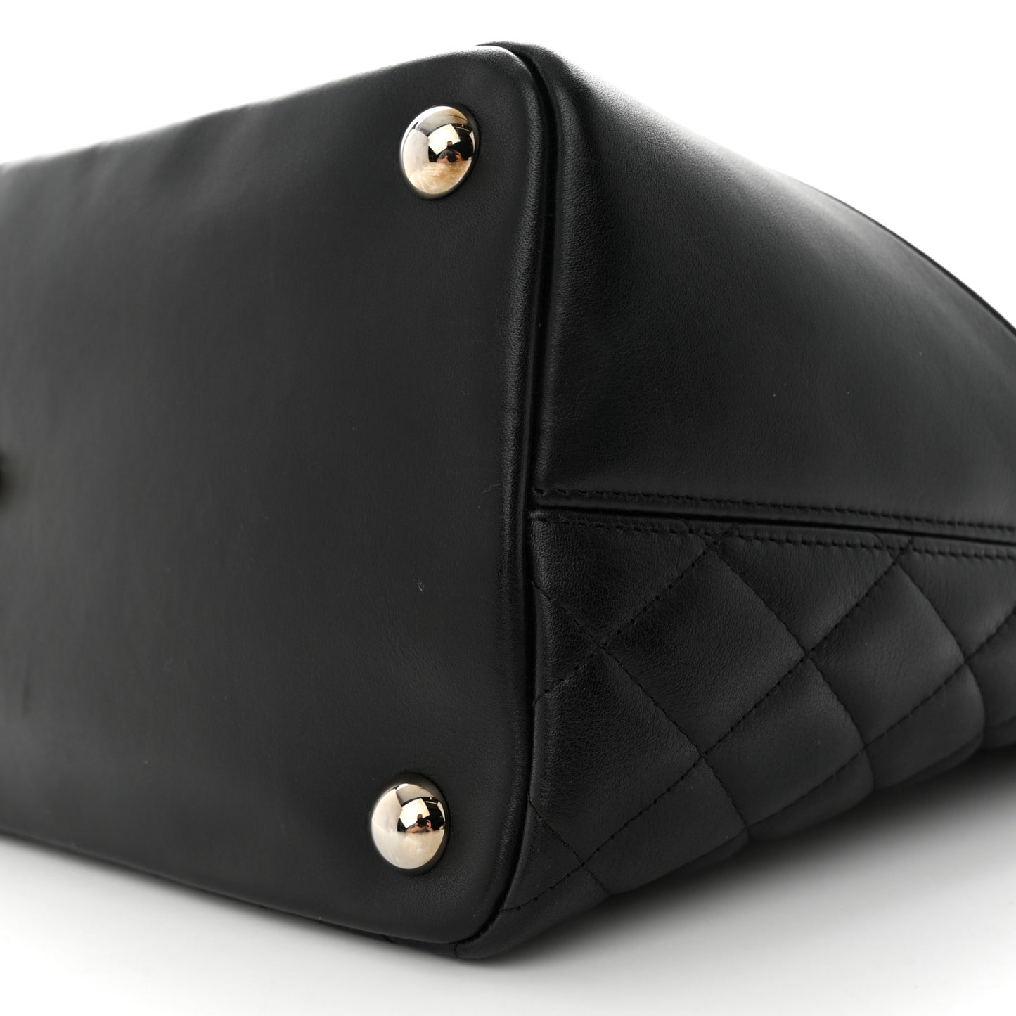 Calfskin Quilted Large Cambon Tote Black