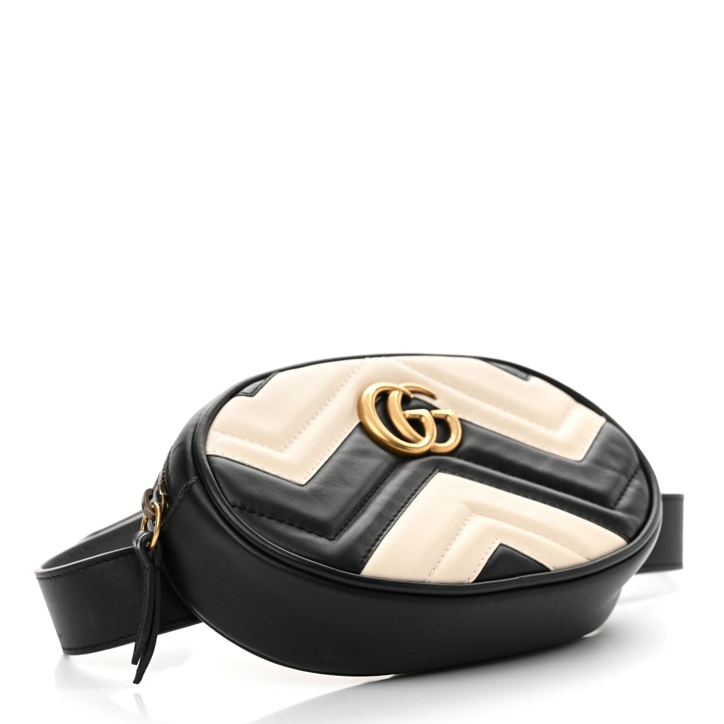 Calfskin Matelasse GG Marmont Belt Bag 75 30 Black White