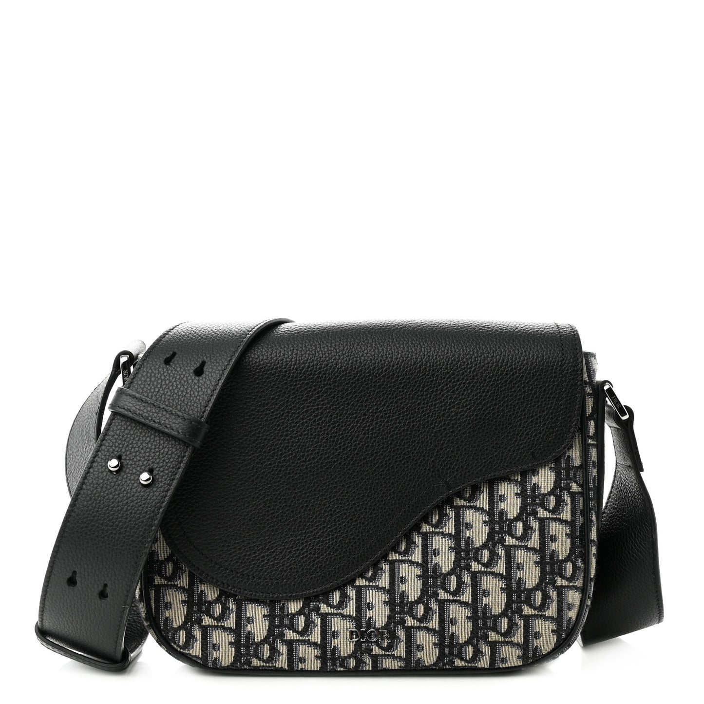 Grained Calfskin Oblique Saddle Messenger Black