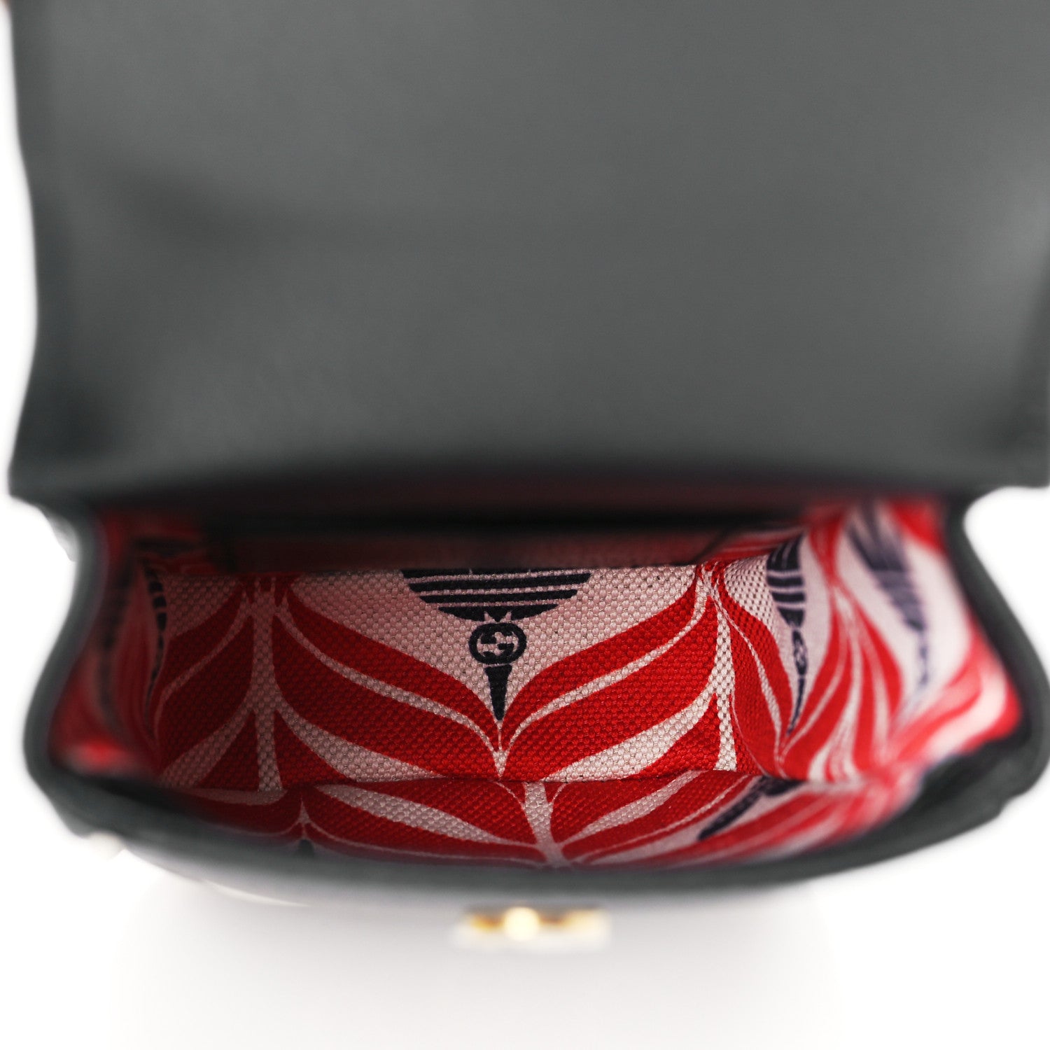Gucci X ADIDAS Textured Dollar Calfskin Trefoil Embossed Phone Crossbody Bag Black Off White 5 of 10