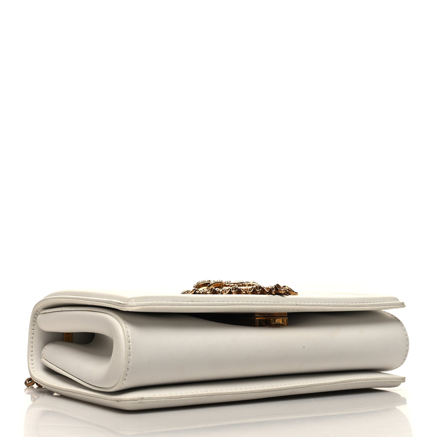 DOLCE & GABBANA Calfskin Medium Devotion Crossbody Bag White