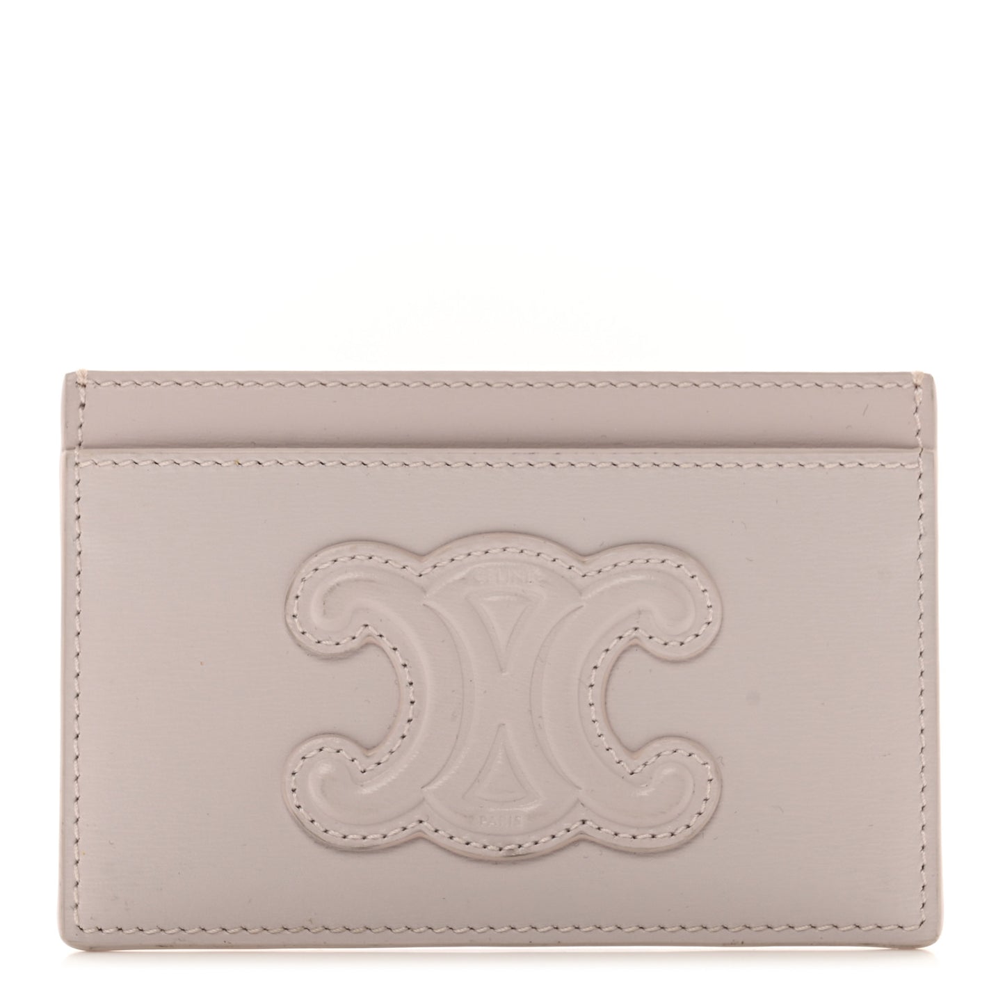 Shiny Calfskin Triomphe Cuir Card Holder Poudre