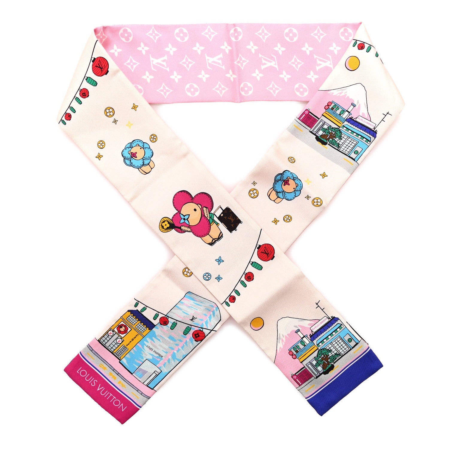 バンドー　ピンク　LOUIS VUITTON ヴィヴィエンヌ 東京 TOKYO Louis Vuitton Silk Monogram Tokyo Vivienne Bandeau Pink 1924752