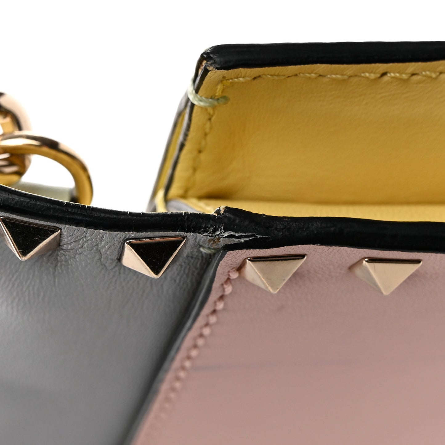 Nappa Watercolor Rockstud Wristlet Clutch Rose Green Yellow Sky