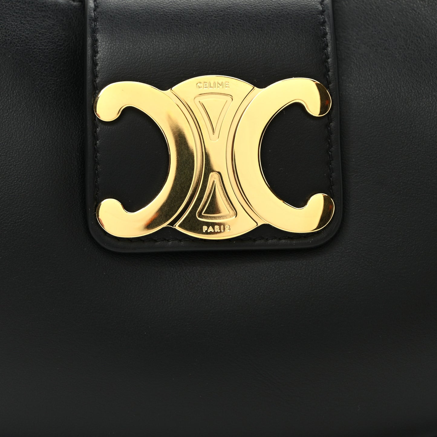 Smooth Calfskin Medium Strap Ava Triomphe Shoulder Bag Black