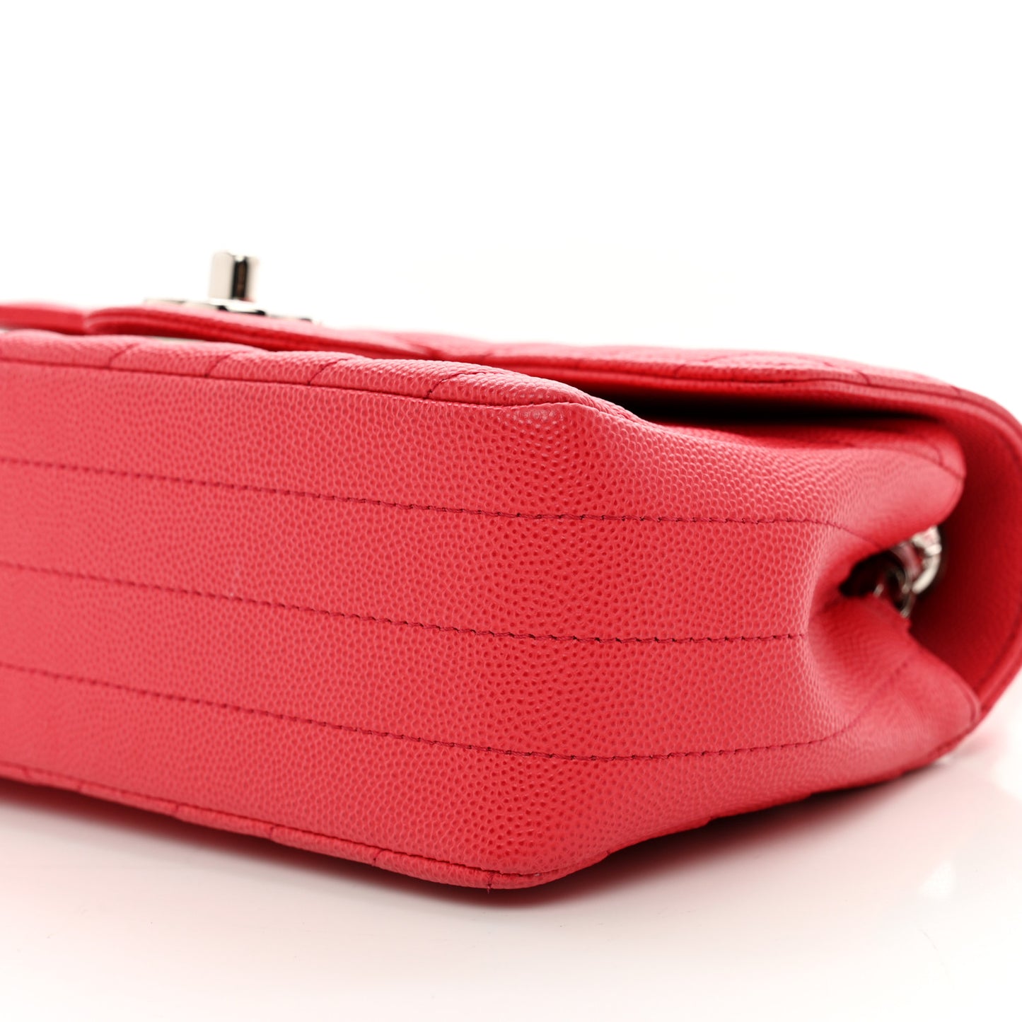 Caviar Chevron Quilted Mini Rectangular Flap Red