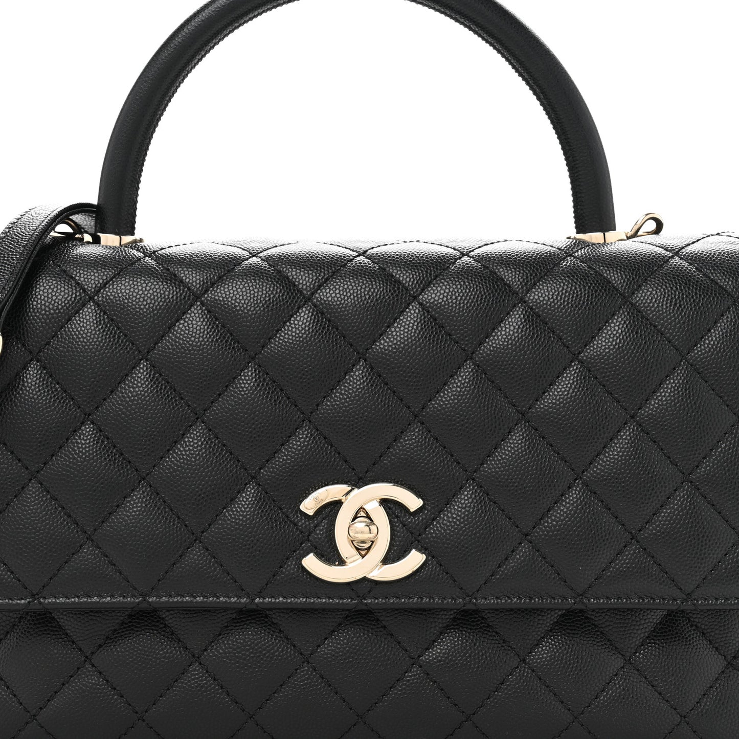 Caviar Quilted Small Coco Handle Flap Black