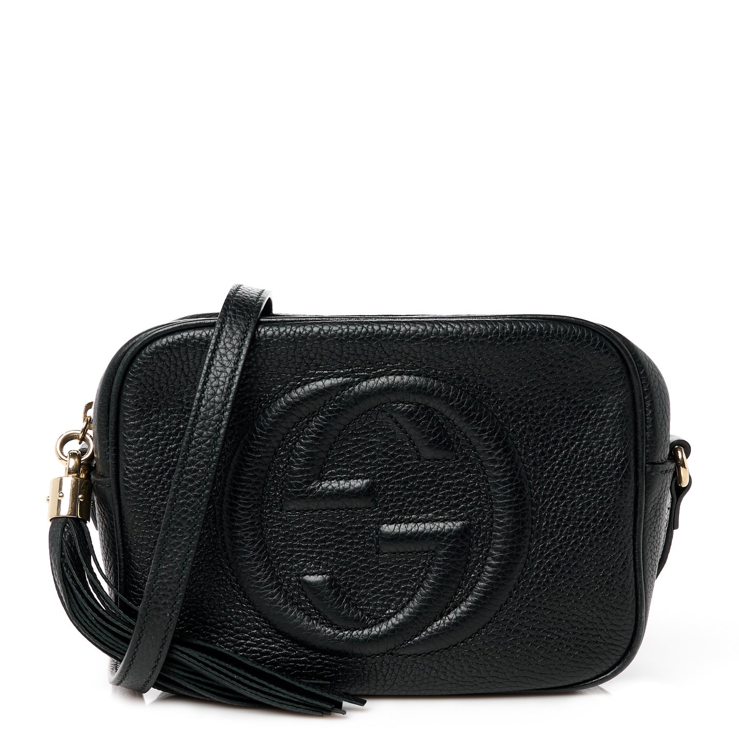 Pebbled Calfskin Small Soho Disco Bag Black