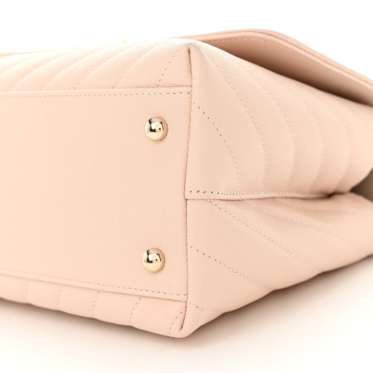 Lizard Embossed Caviar Chevron Quilted Small Coco Handle Flap Beige