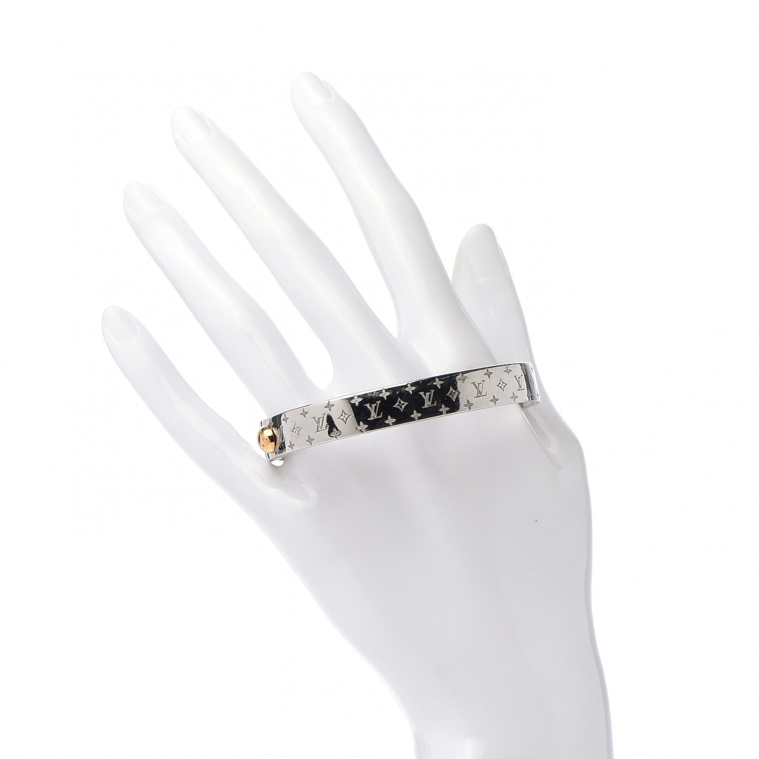Louis Vuitton Brass Palladium Plated Nanogram Cuff M Silver 2 of 6